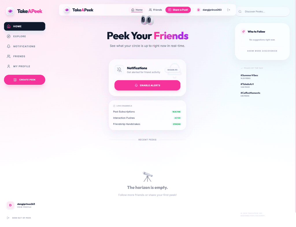 Interface preview for the TakeApeek social discovery platform.